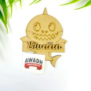 Shark name plate for kids room decor 6inch .Ki07