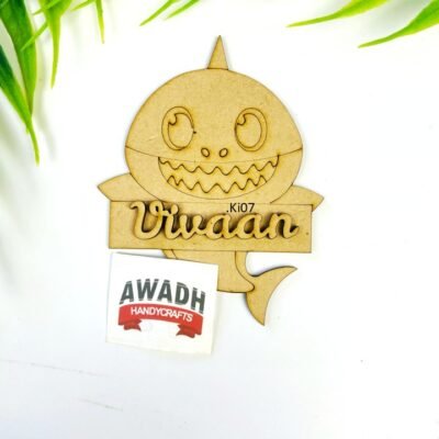 Shark name plate for kids room decor 6inch .Ki07
