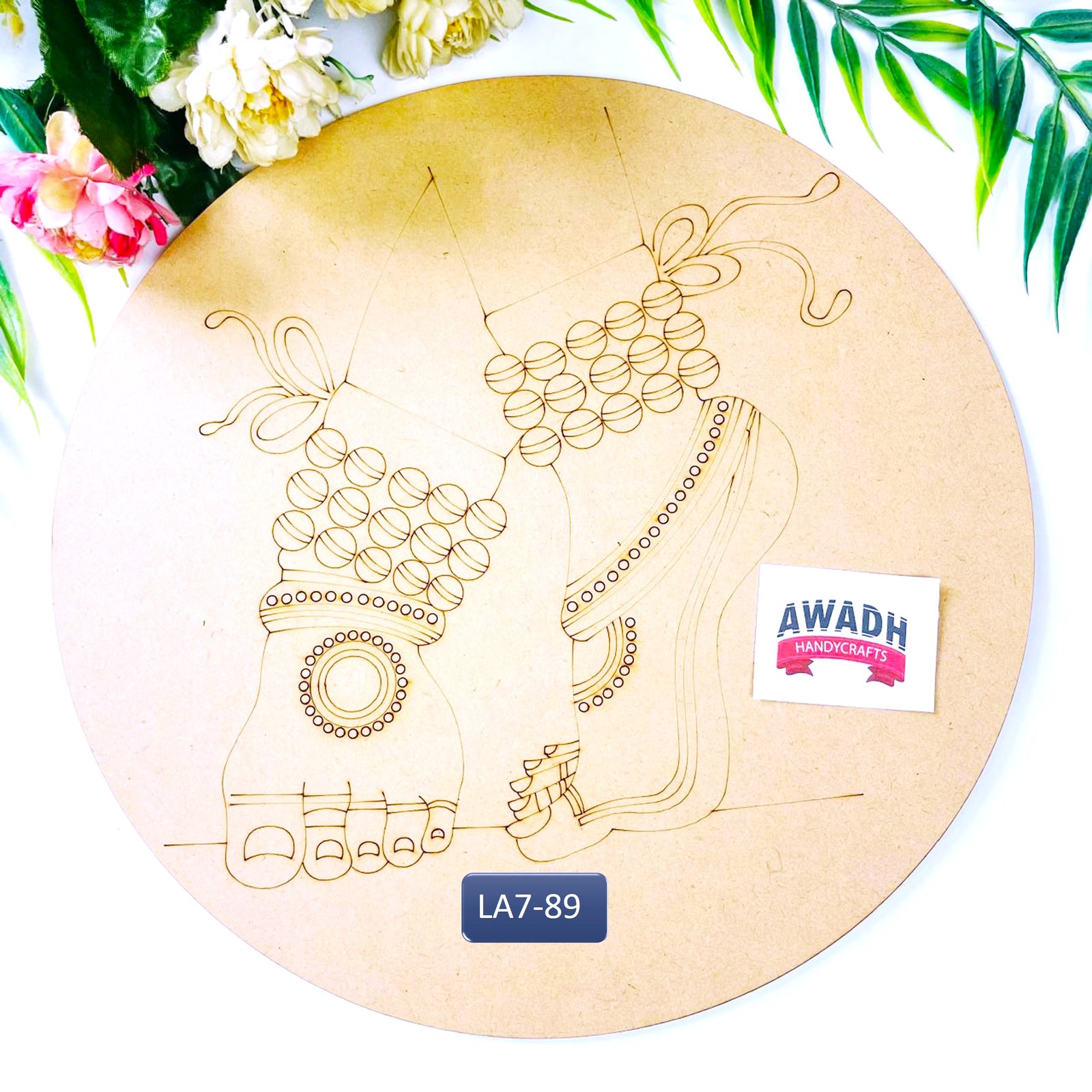 kathak dancer feet lippan art mdf base 12 inch pine mdf