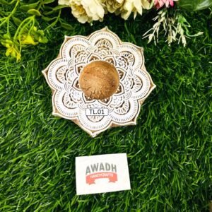 Lotus design Hand-carved wooden tealight candle holder TL.01