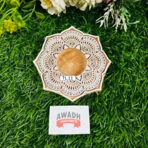 Lotus floral design Hand-carved wooden tealight candle holder TL.11