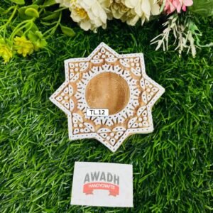 Star-shaped design Hand-carved wooden tealight candle holder TL.11