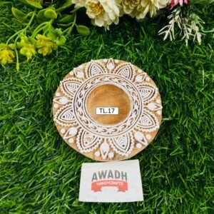 Circle-shaped mandala design Hand-carved wooden tealight candle holder TL.17