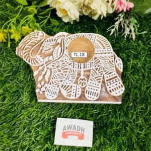 Elephant-shaped mandala design Hand-carved wooden tealight candle holder TL.18