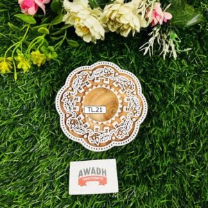 Round Elephant Design Hand-carved wooden tealight candle holder TL.21