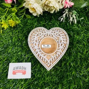 Heart-shaped mandala design Hand-carved wooden tealight candle holder TL.25