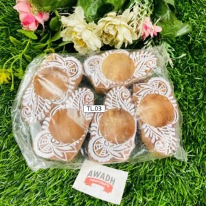 Paisley design Hand-carved wooden tealight candle holder TL.03