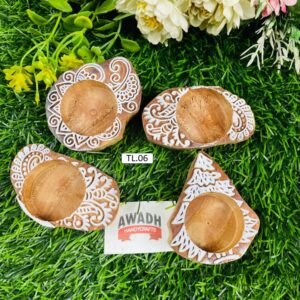 Multi design Hand-carved wooden tealight candle holder TL.06