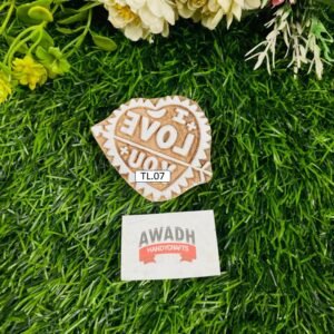 Wooden block stamp heart-shaped "I Love U" design TL.07