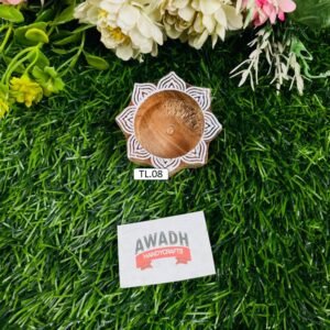 Lotus-shaped design Hand-carved wooden tealight candle holder TL.08