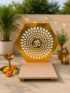 Hexagonal Om mandala backdrop