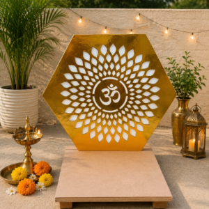 Hexagonal Om mandala backdrop